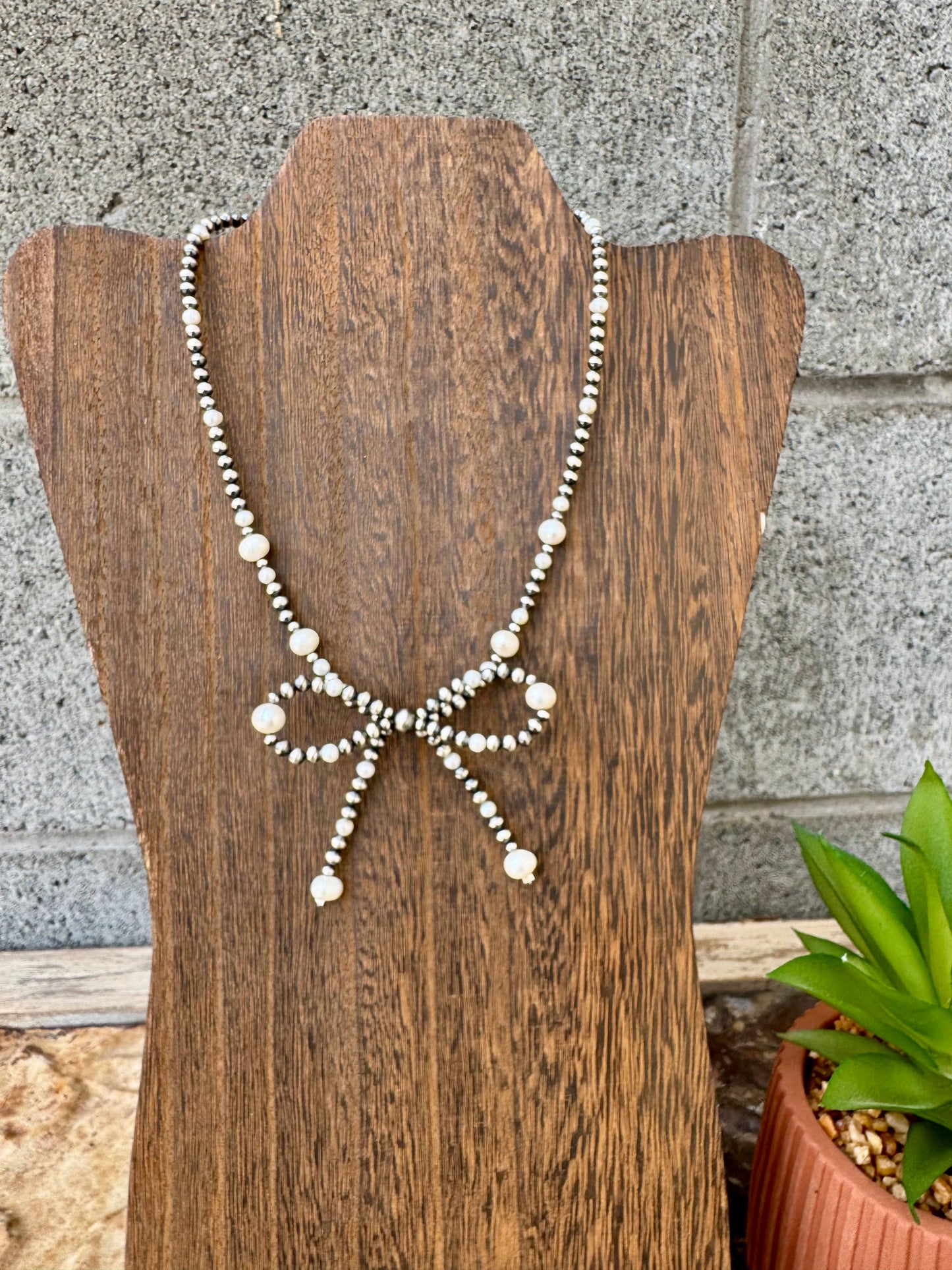 Navajo Pearl Bowtie Necklace