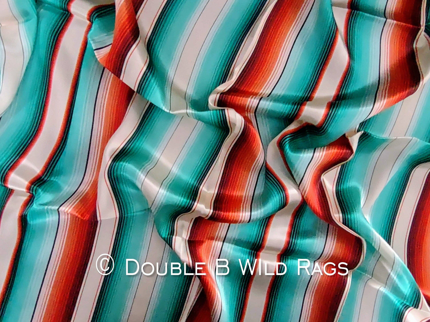 Coral & Turquoise 100% Silk Wild Rag