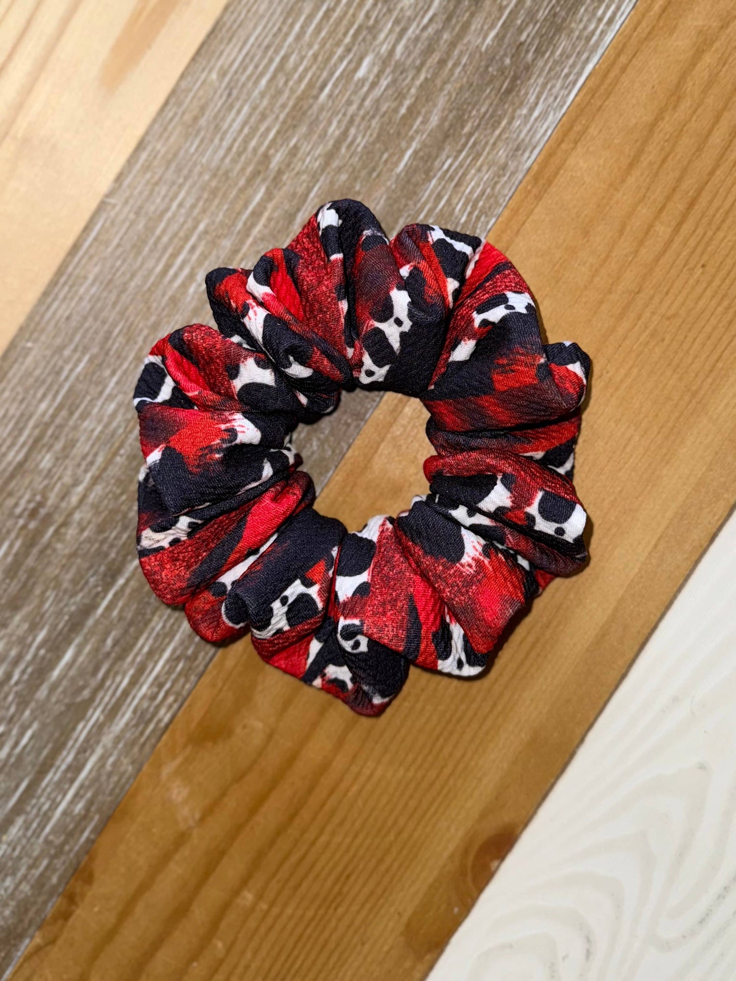 Red & Black Cow Scrunchie