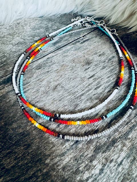 Fire Colors Seed Bead Chokers