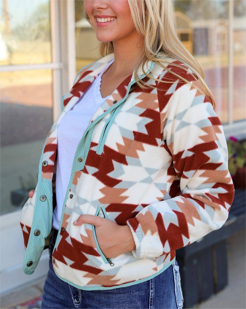 Aztec Fleece Button Up