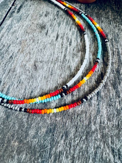 Fire Colors Seed Bead Chokers