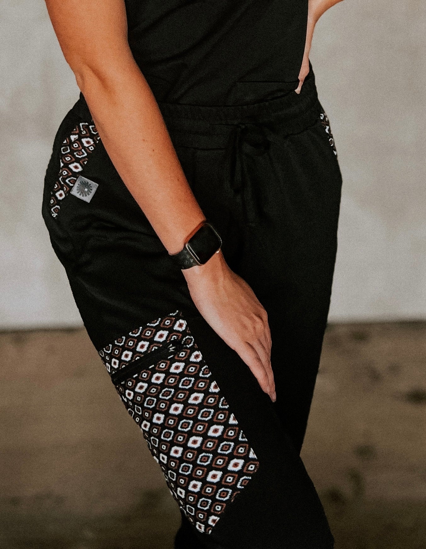 Black Aztec Scrub Pants