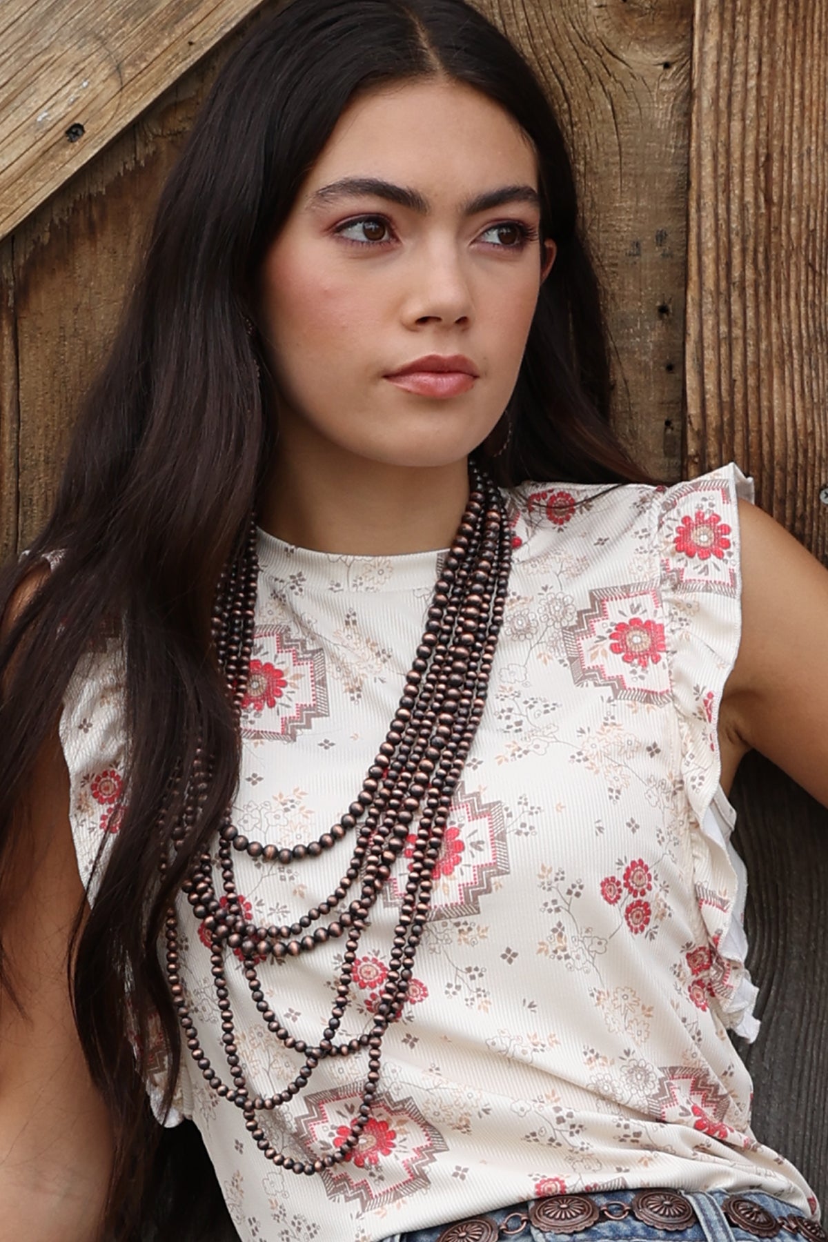 Cruel Denim Floral Ruffle Trim Tank Top - Cream