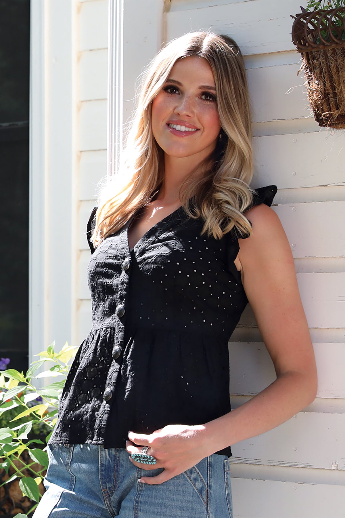 Cruel Denim Eyelet Blouse