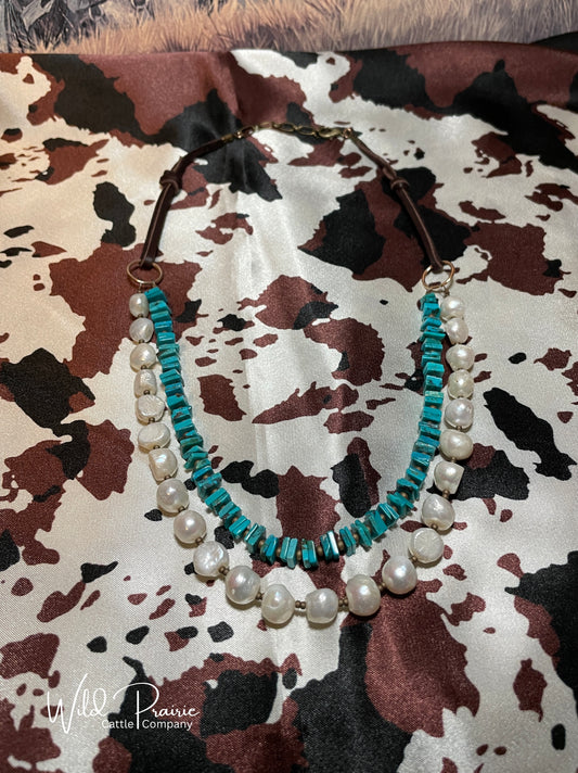 Authentic Kingman Turquoise & Pearl Necklace
