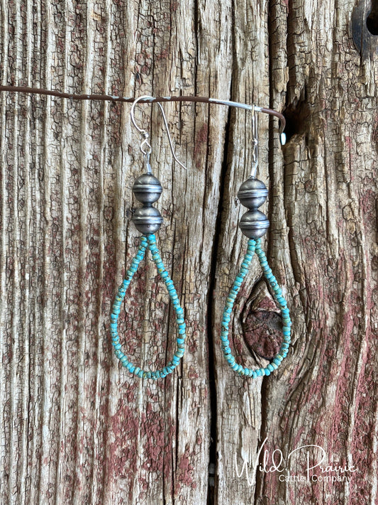 Navajo Pearl & Turquoise Bead Earrings