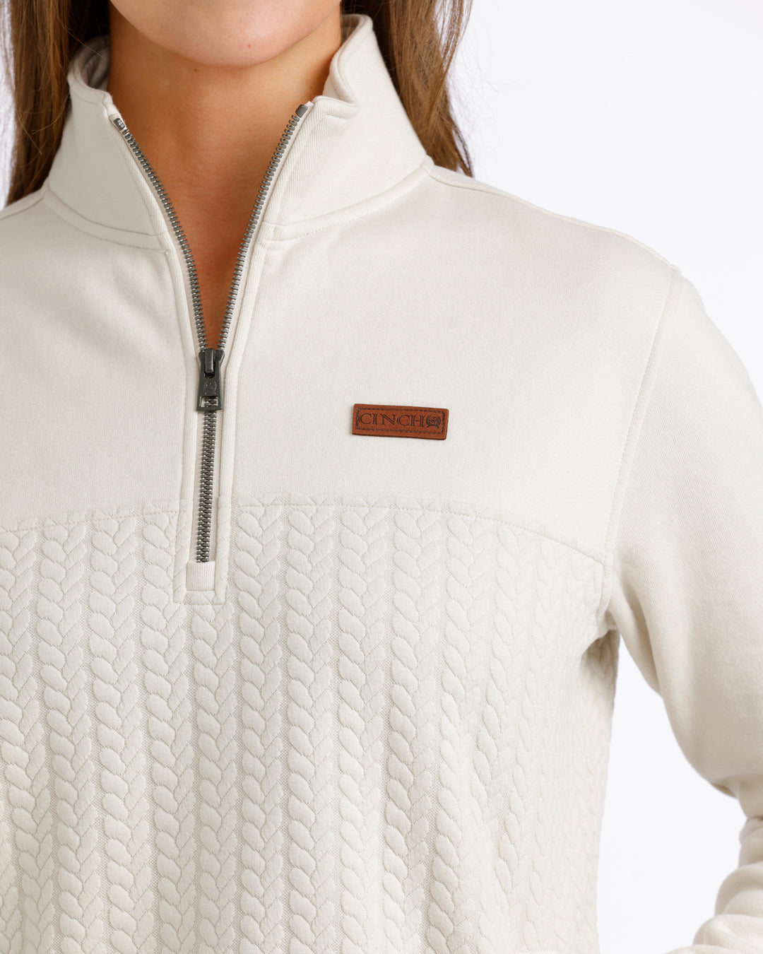 Cinch Ladies Cream 1/4 Zip Pullover