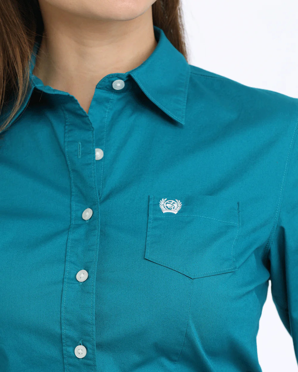 Cinch Stretch Arena Fit Button-Down Western Shirt - Teal