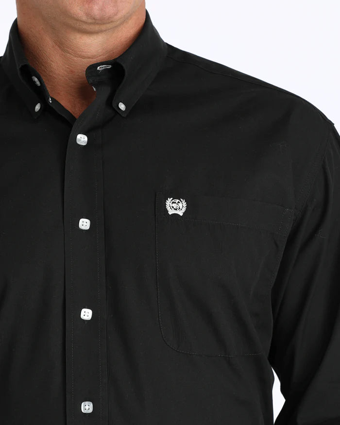 Cinch Solid Classic Fit Button-Down Western Shirt - Black