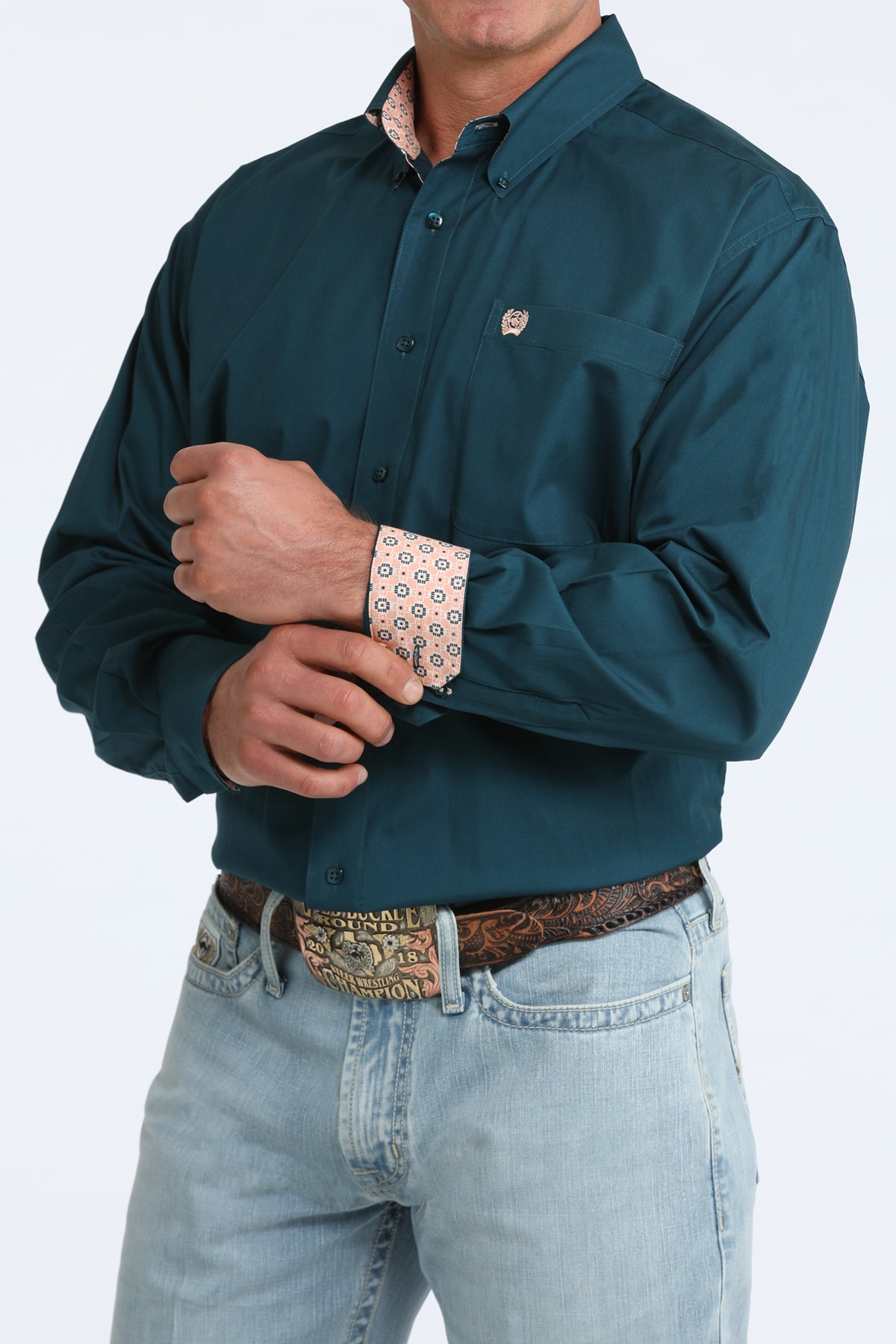 Cinch Classic Fit Button-Down Western Shirt - Teal