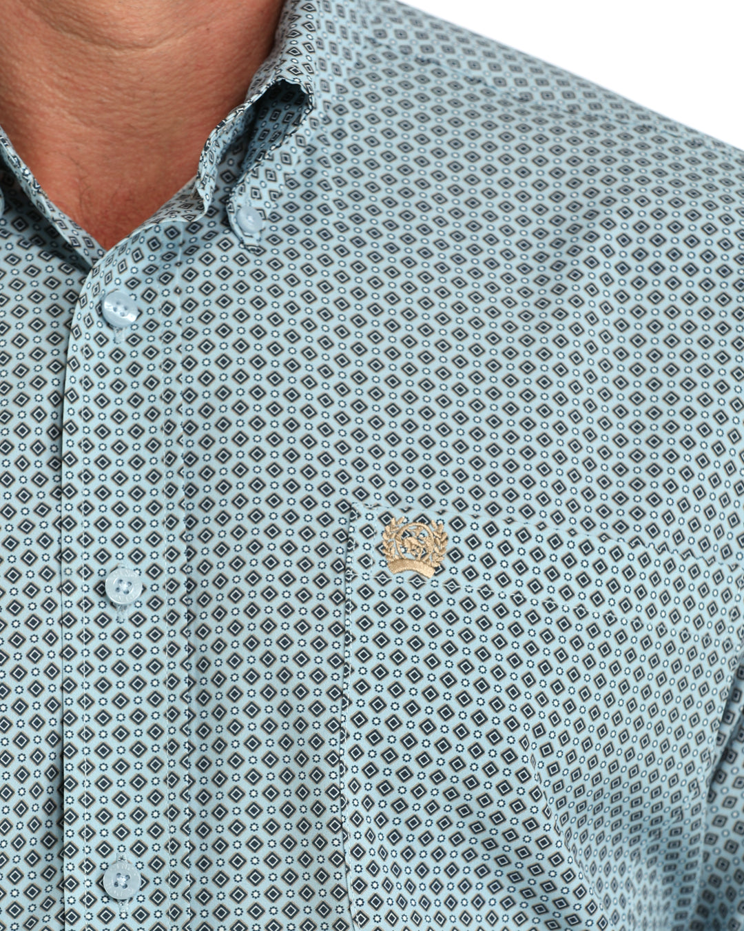 Cinch Arenaflex Button-Down Western Shirt - Light Blue Geo Print