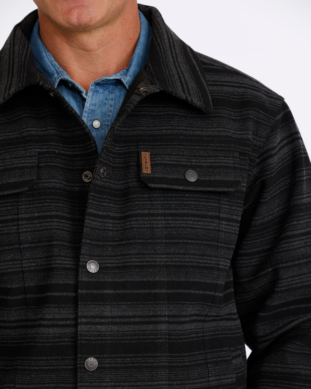 Cinch Black Stripe Snap Trucker Jacket