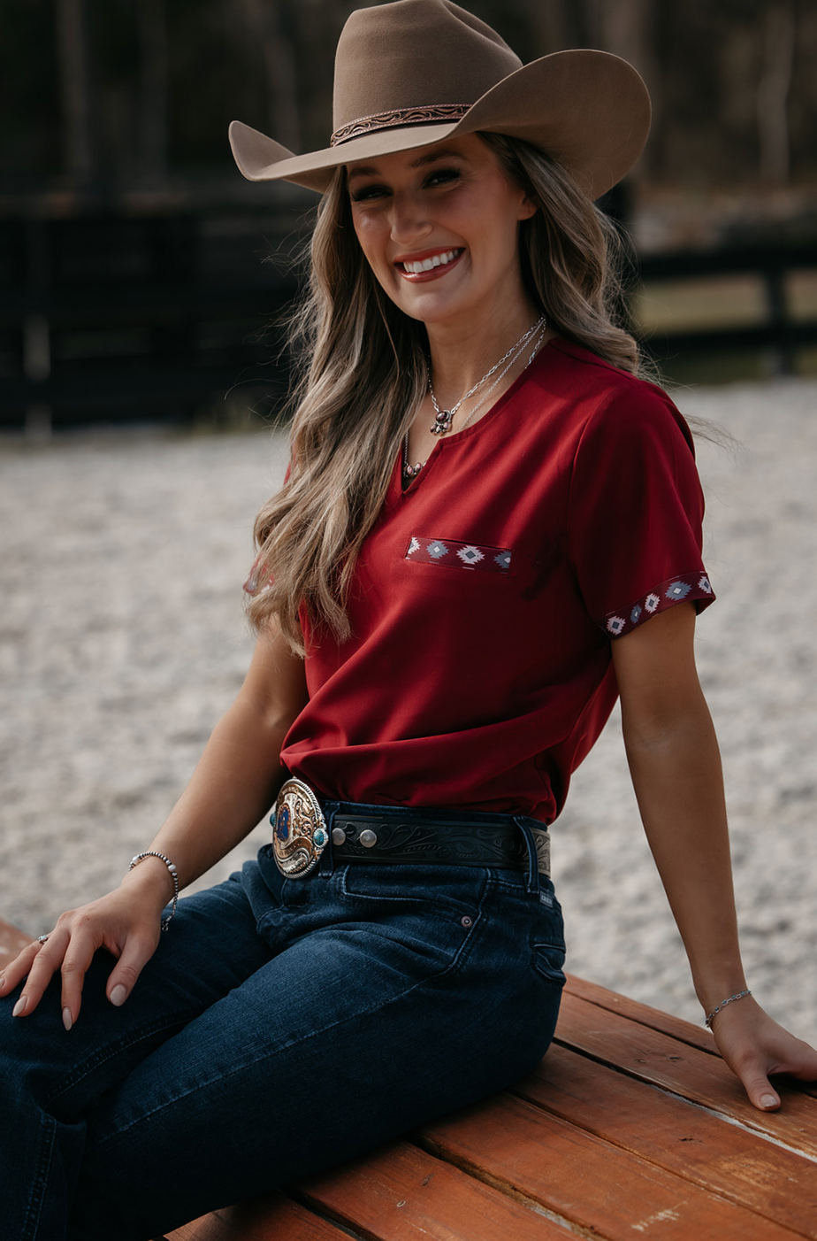 Maroon Aztec Scrub Top