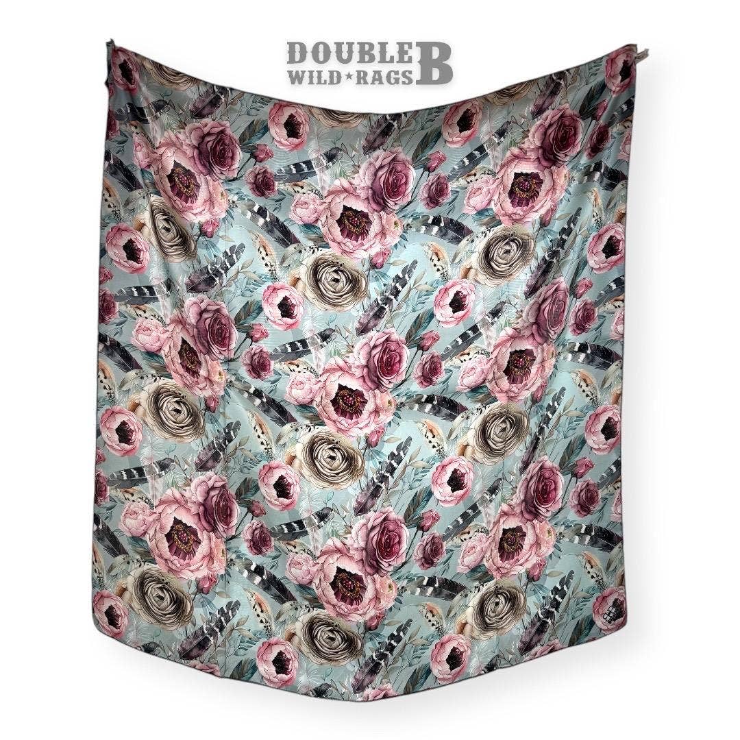 Roses & Feathers 100% Silk Wild Rag