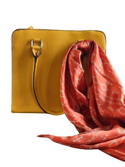 Orange Aztec 100% Silk Wild Rag