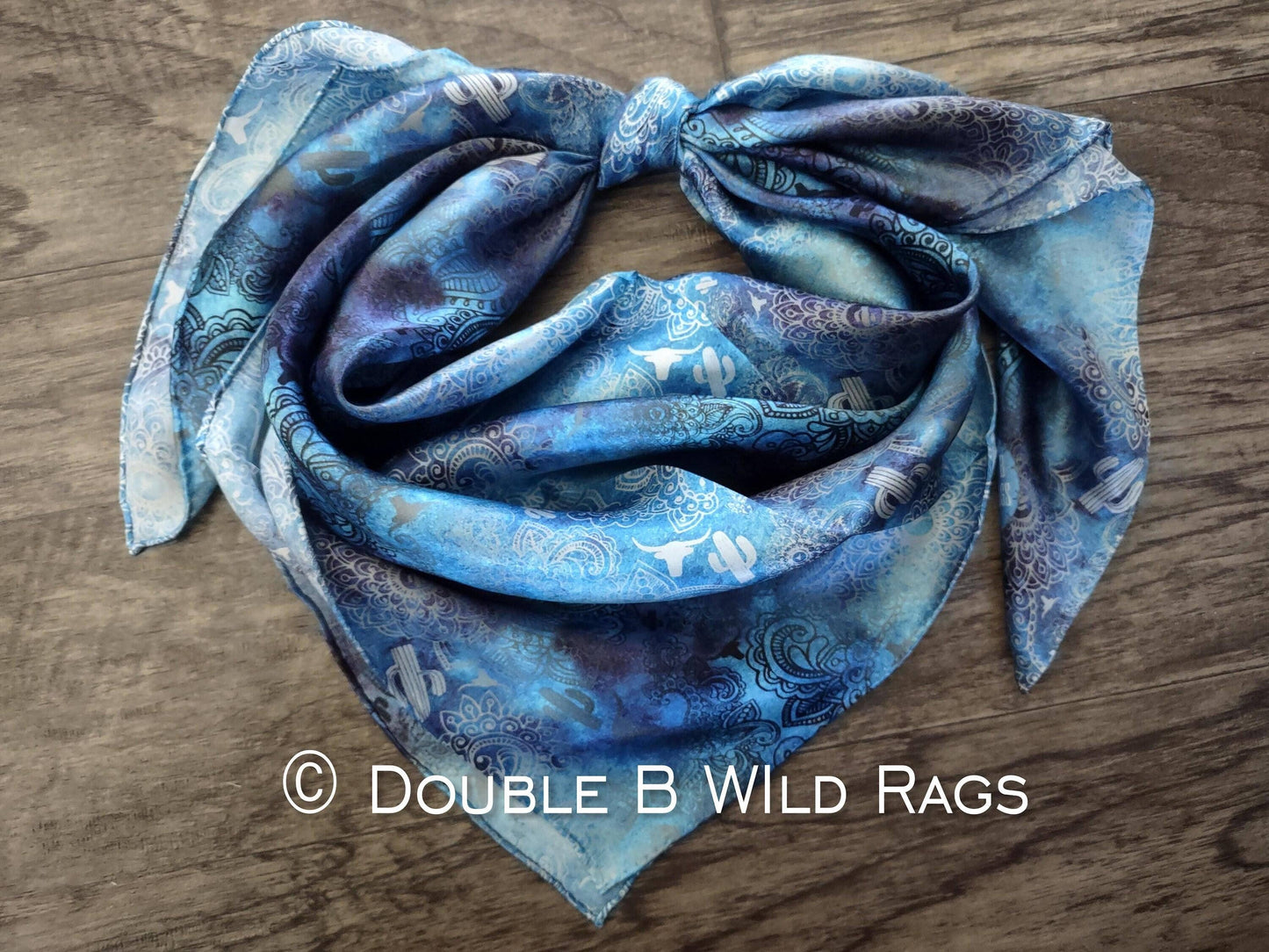 Western Paisley Sky 100% Silk Wild Rag