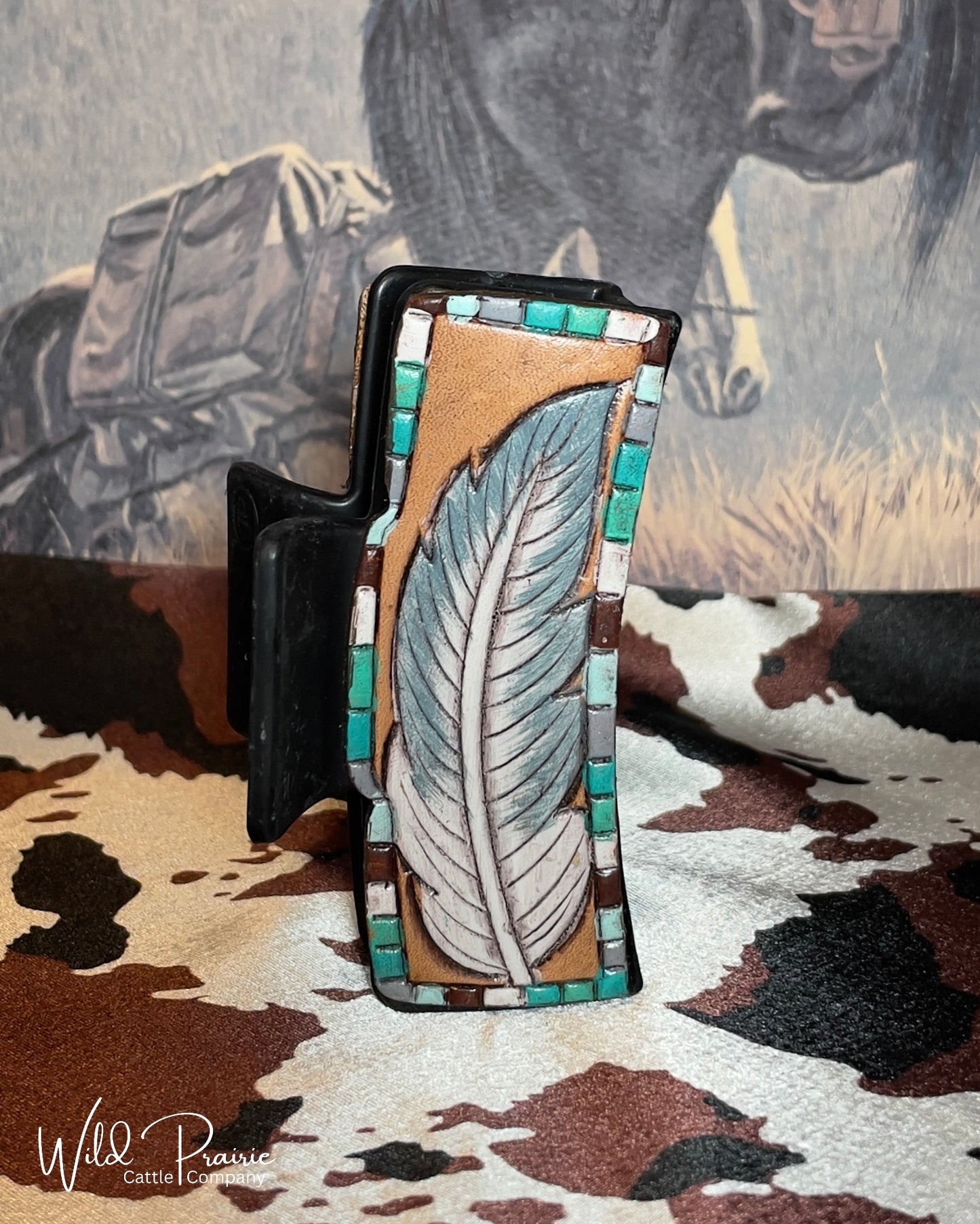 Black Claw Clip - Tooled Leather