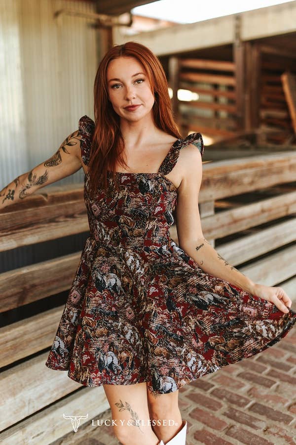 Red Woven Horse Dress