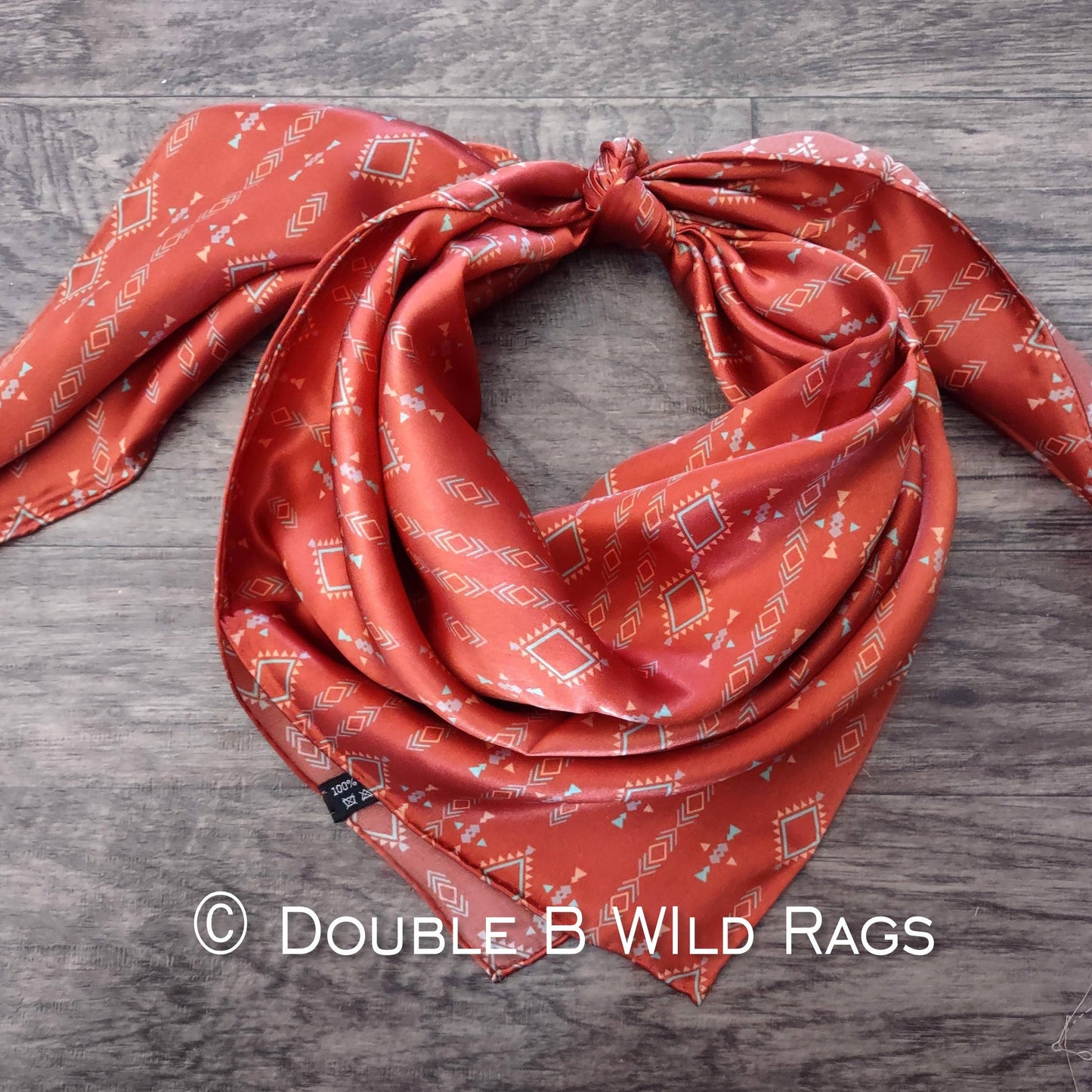 Orange Aztec 100% Silk Wild Rag
