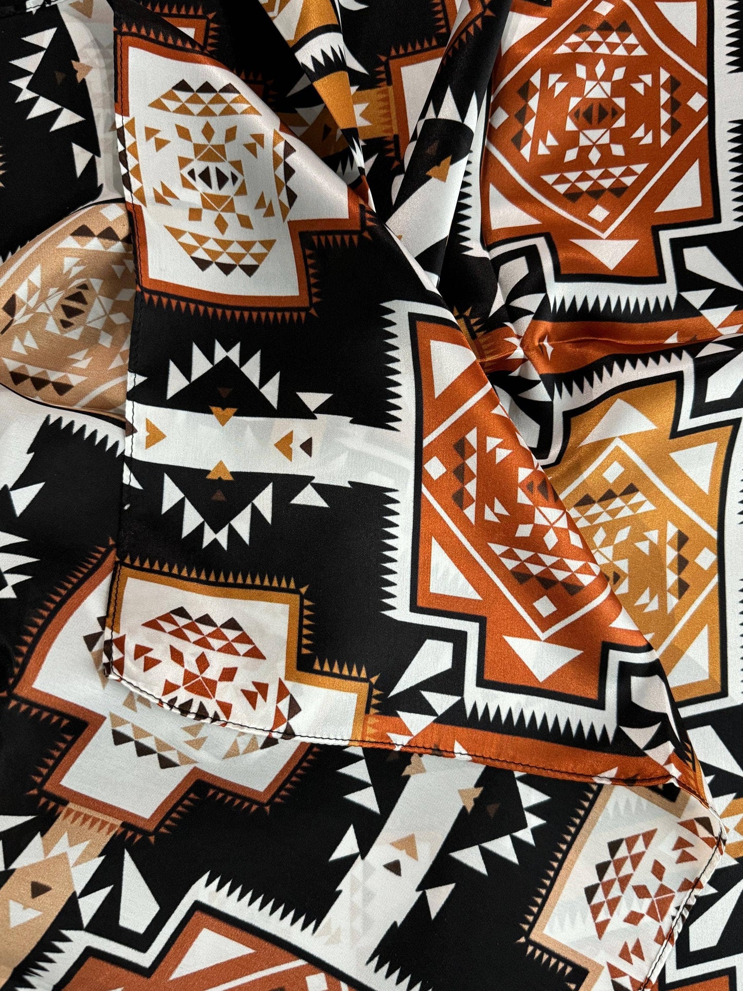 Brown Aztec 100% Silk Wild Rag