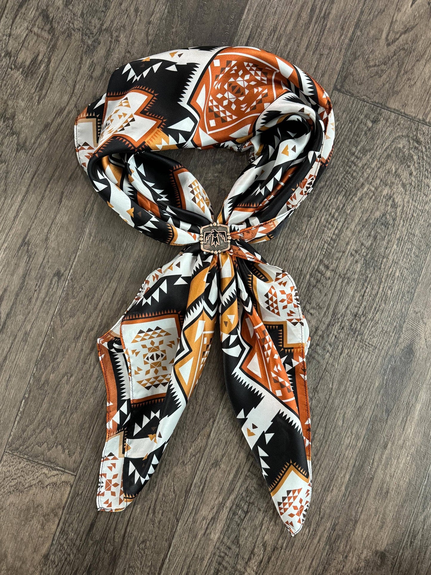 Brown Aztec 100% Silk Wild Rag