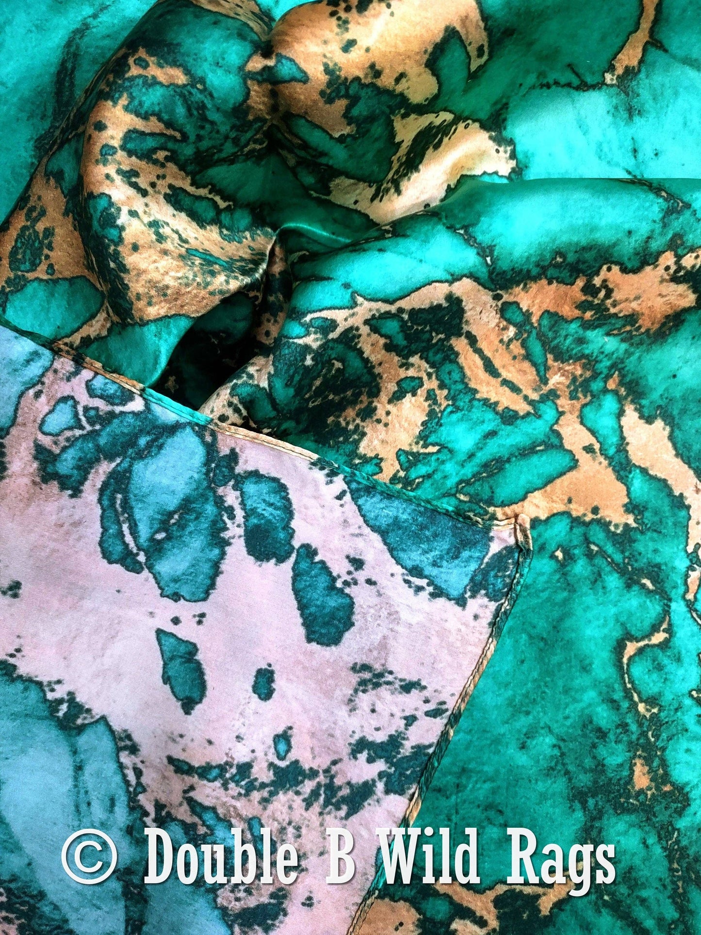Teal & Gold Marble 100% Wild Rag