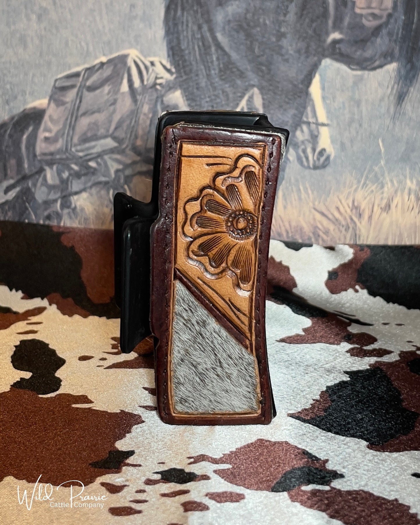 Black Claw Clip - Tooled Leather