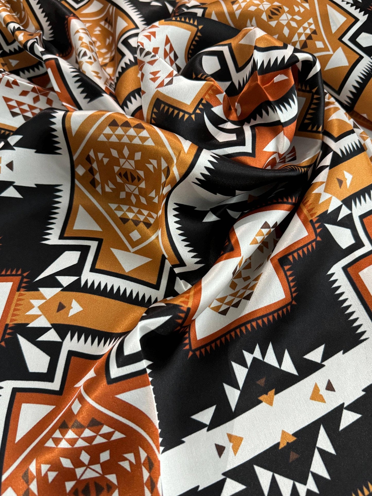 Brown Aztec 100% Silk Wild Rag