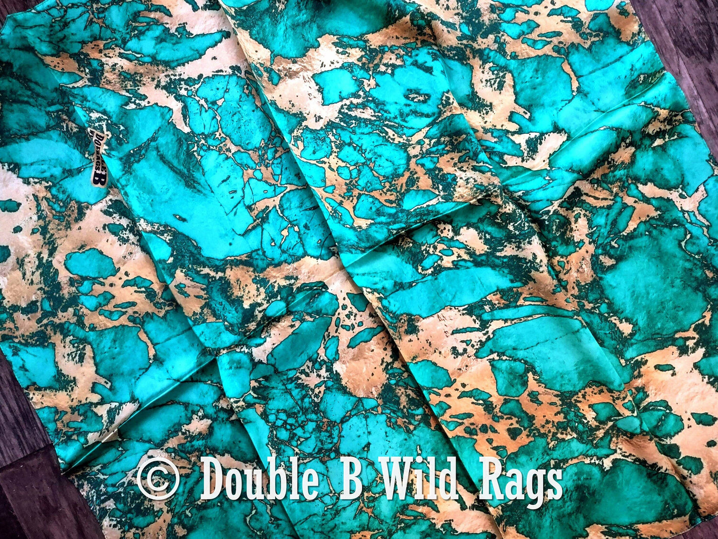 Teal & Gold Marble 100% Wild Rag