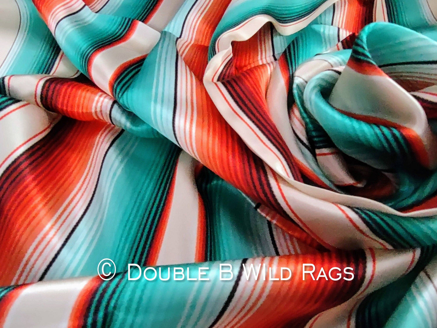 Coral & Turquoise 100% Silk Wild Rag