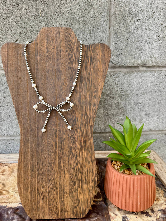 Navajo Pearl Bowtie Necklace