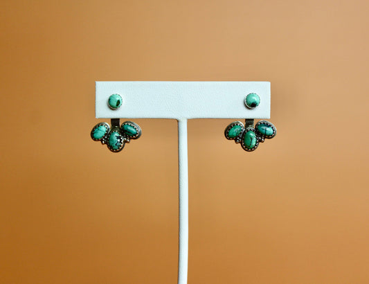 Peach Moonstone Ear Jacket Stud Earrings