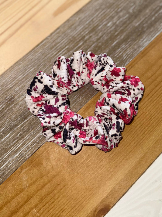 Pink Speckle Cow Scrunchie