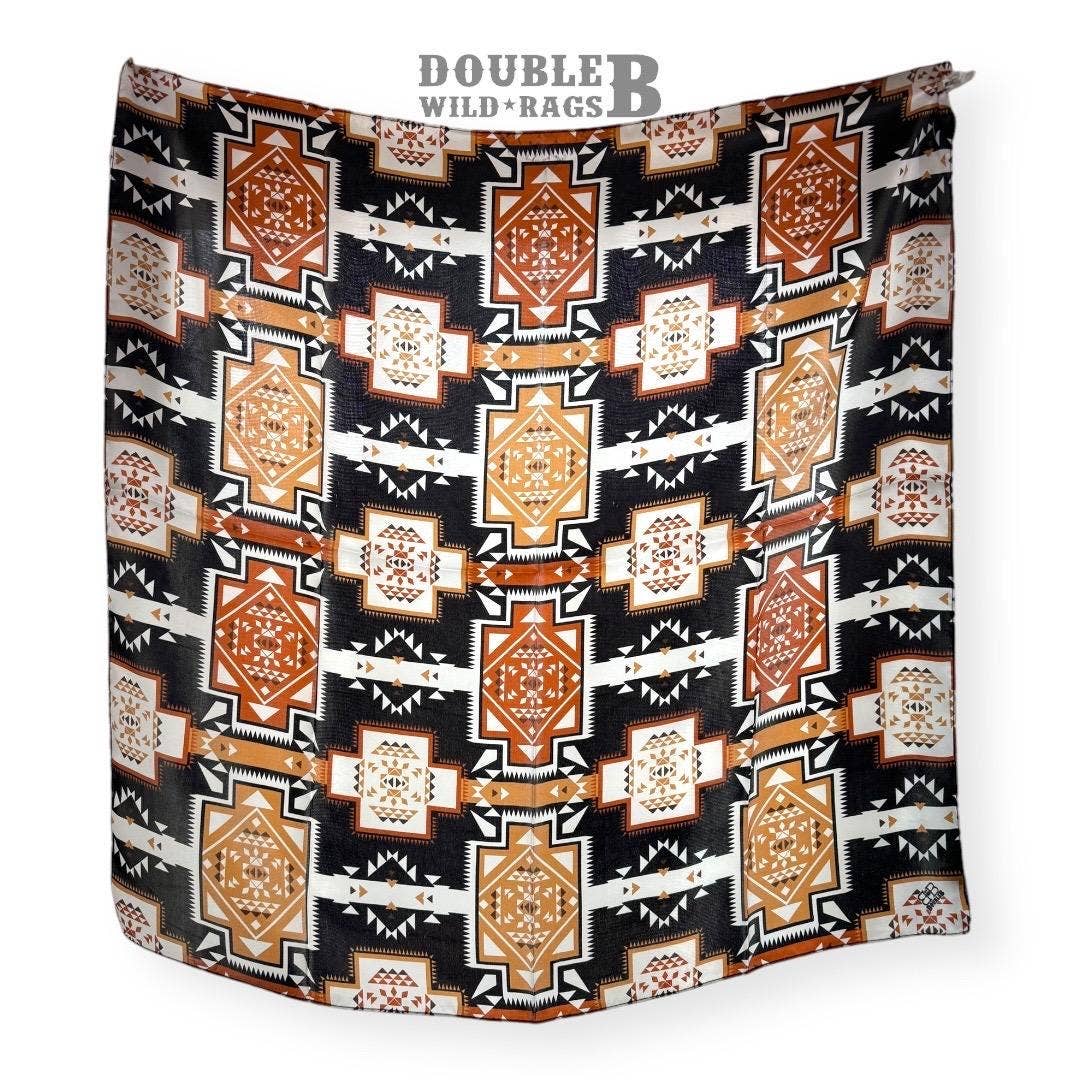 Brown Aztec 100% Silk Wild Rag