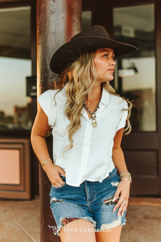 Ivory Ruffle Sleeve Top