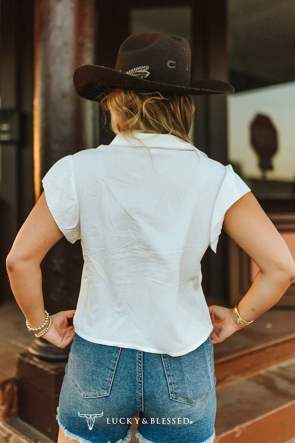 Ivory Ruffle Sleeve Top