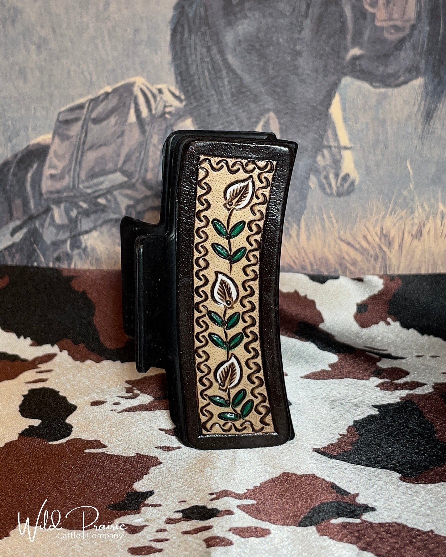 Black Claw Clip - Tooled Leather