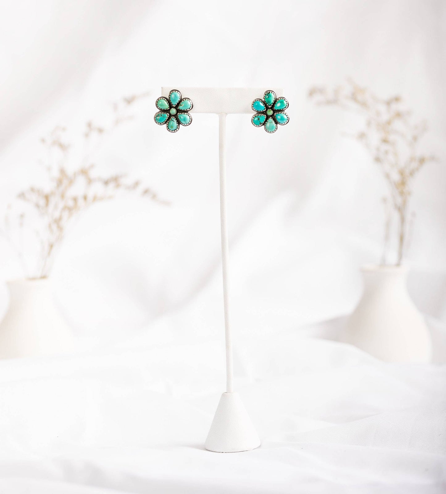 Turquoise Flower Cluster Stud Earrings