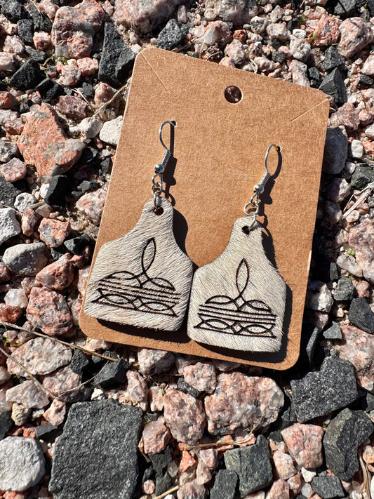 Cowhide Boot Stitch Earrings