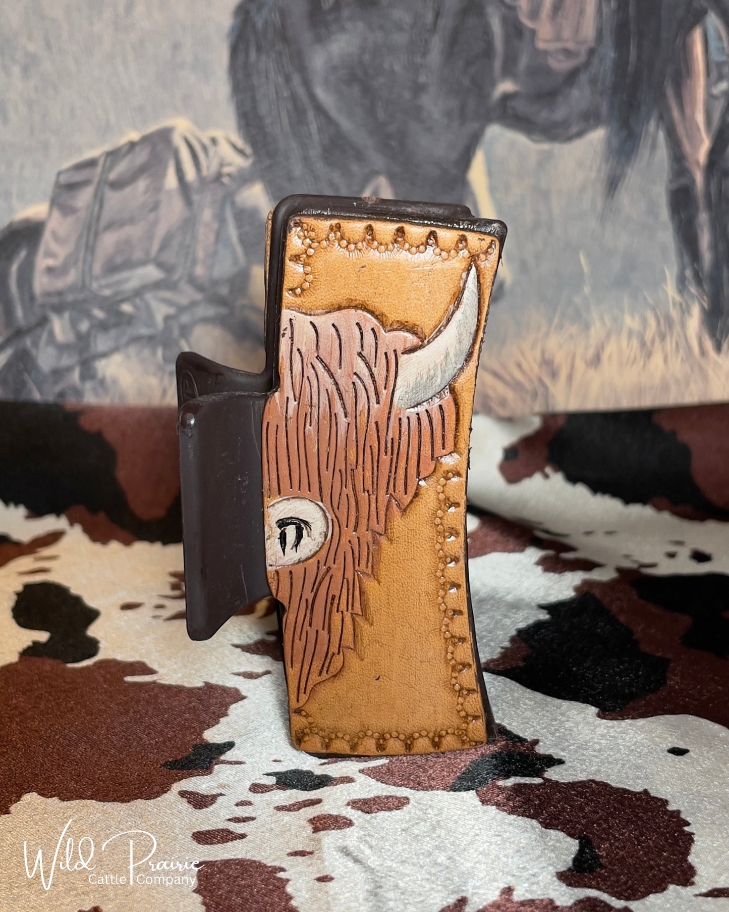 Brown Claw Clip - Tooled Leather