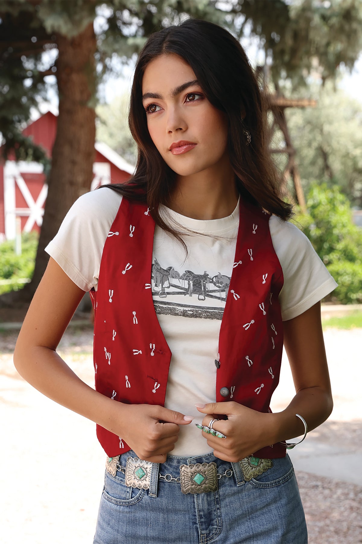 Cruel Denim Red Spur Vest