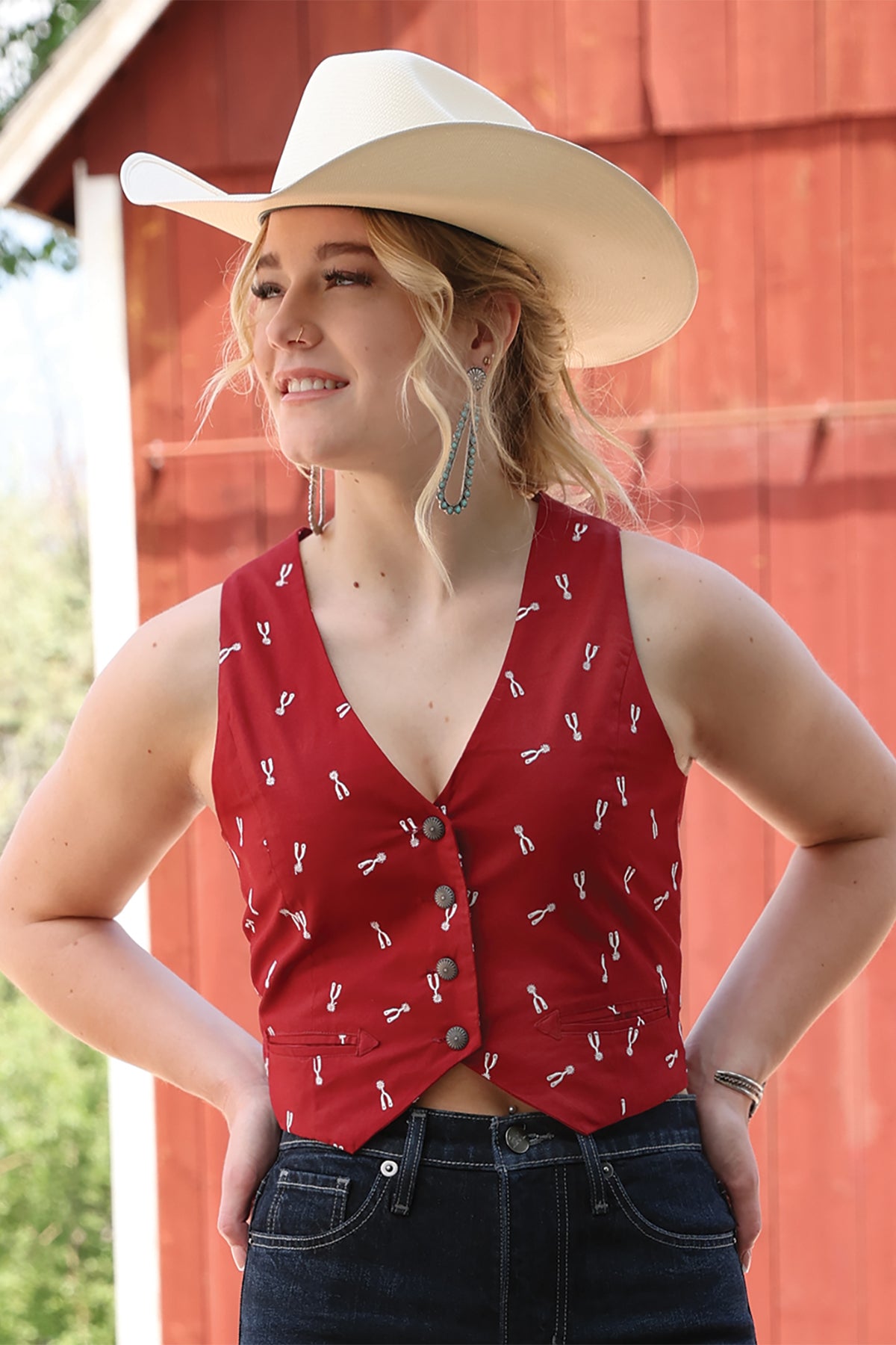 Cruel Denim Red Spur Vest