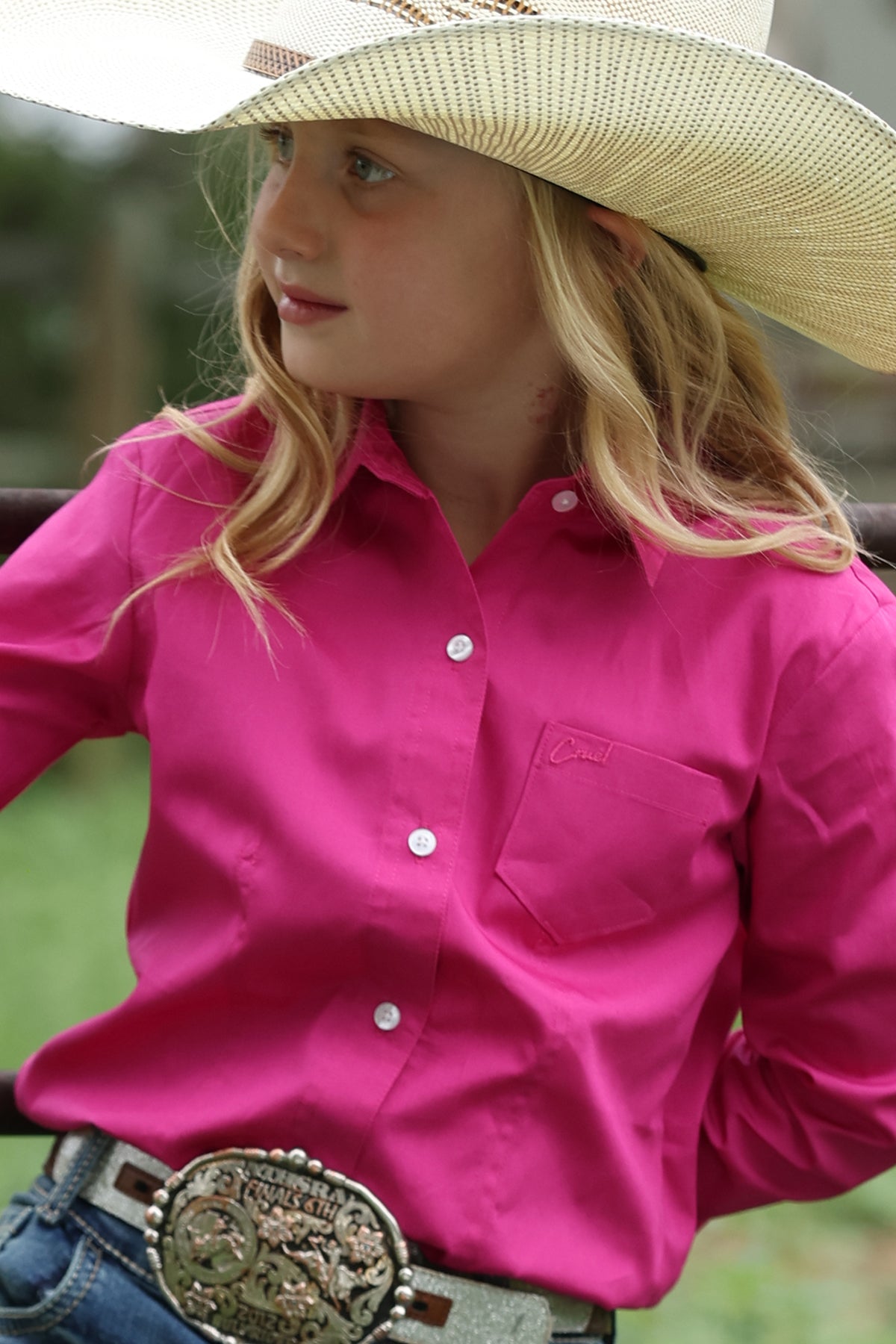 Cruel Denim Girls Button Down Western Shirt - Pink