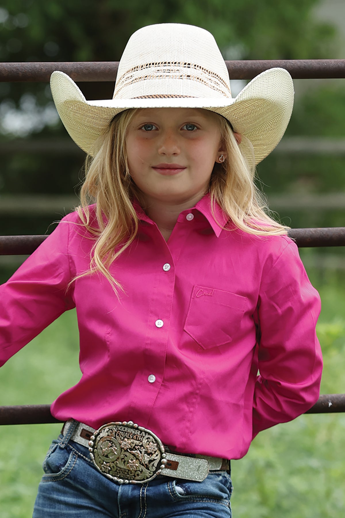 Cruel Denim Girls Button Down Western Shirt - Pink