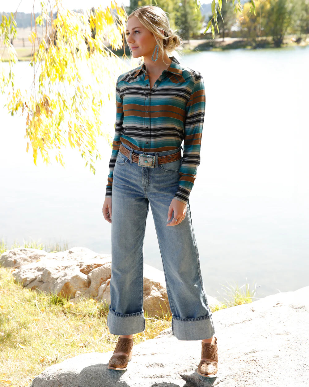 Cruel Denim Girlfriend Fit Snap Front Western Shirt