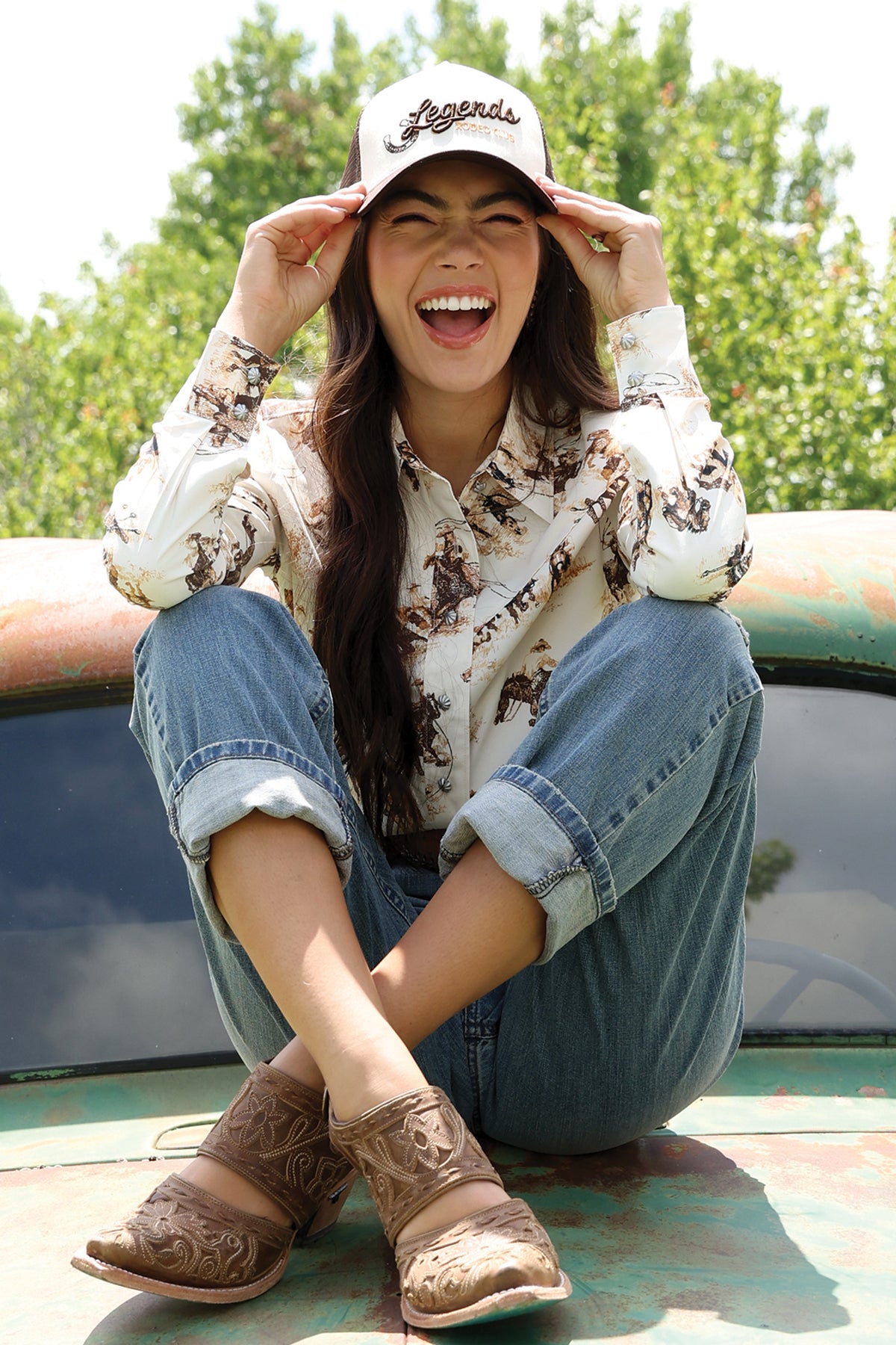 Cruel Denim Button Down Shirt - Rodeo Print