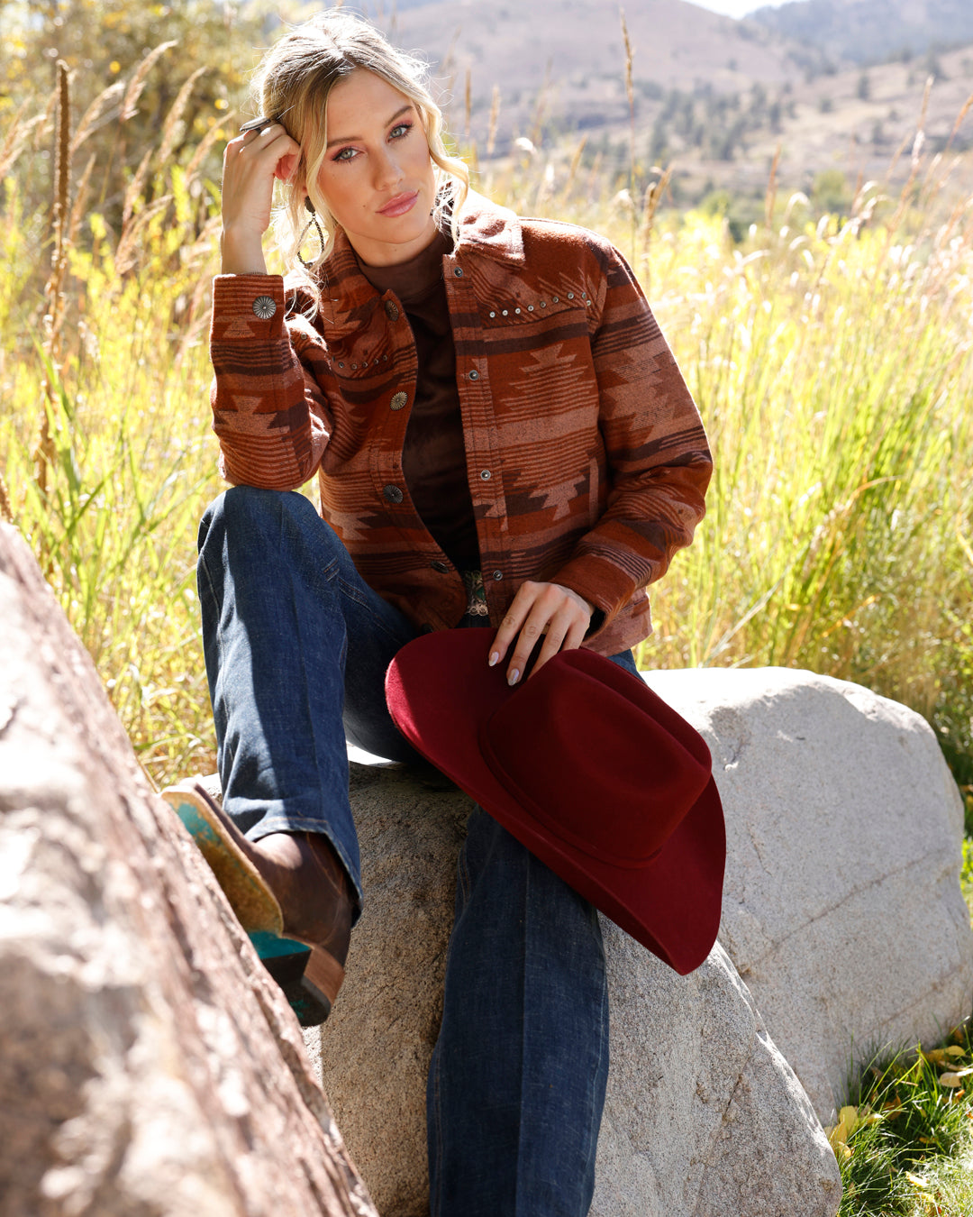 Cruel Denim Red Aztec Trucker Jacket