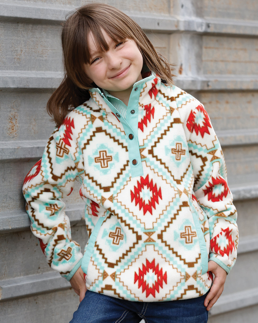 Cruel Denim Girls Aztec Fleece Pullover