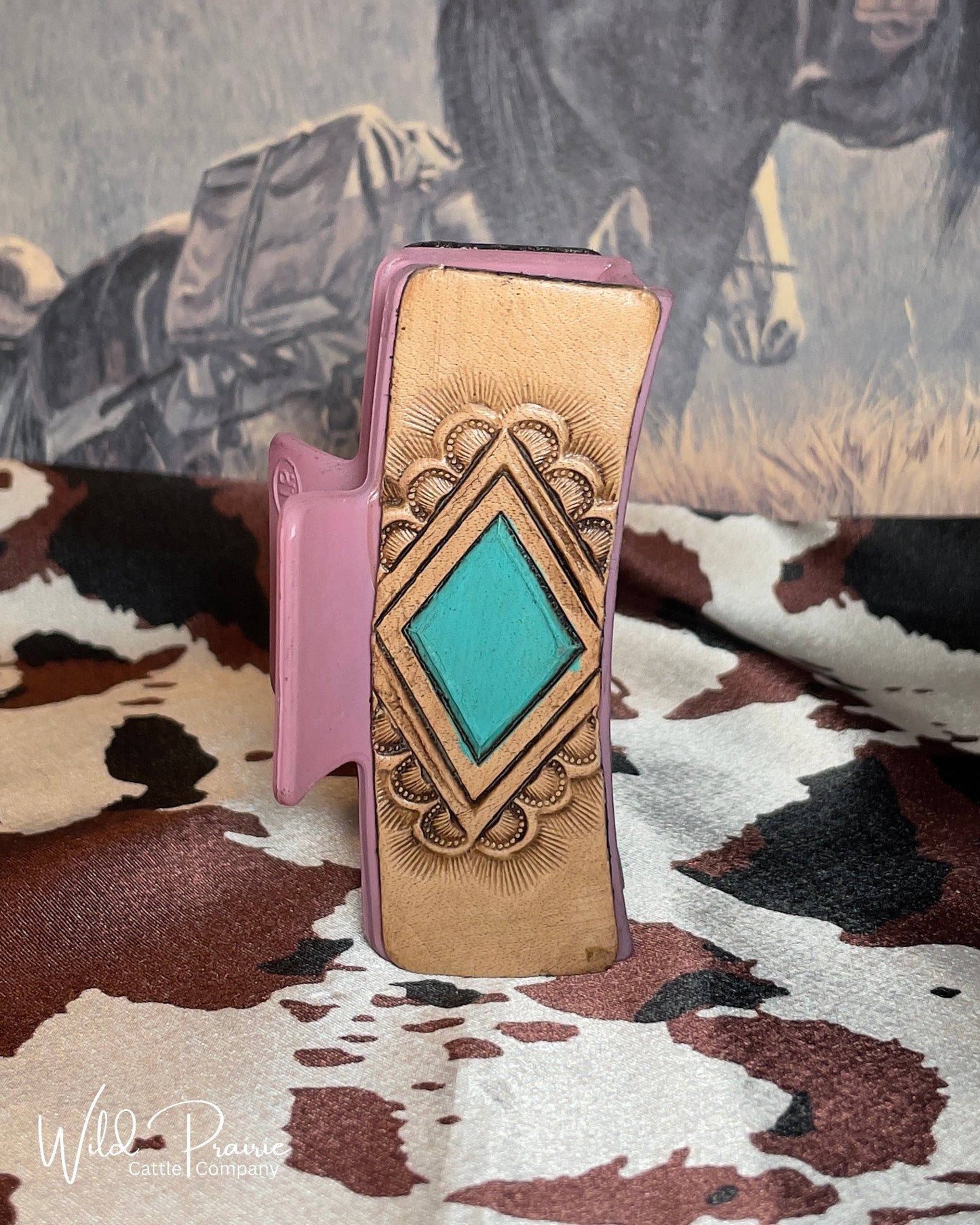 Coloured Claw Clip - Tooled Leather